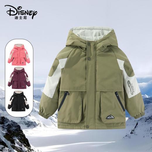 迪士尼儿童户外冲锋衣中大童亲子款加厚连帽夹棉外套三合一外套 商品图0