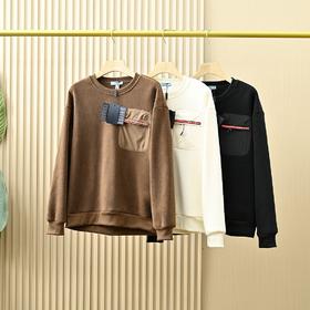 三角标26ss秋冬新款双面奥粒绒加厚圆领套头卫衣