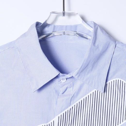 SDSA男装2026新款高贵轻奢小众设计条纹拼接长袖衬衫百搭宽松 商品图1