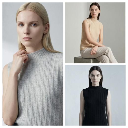 【咕咕同款】KINGDEER/KD秋冬新款女式休闲针织百搭无袖背心羊绒衫 约70g L805727经典基本款/气质款100%山羊绒鹿王 商品图1