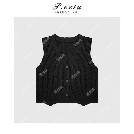 04-1潘依绣丁丁宠粉新款简约V领毛织无袖短款马甲Q3777 商品图0
