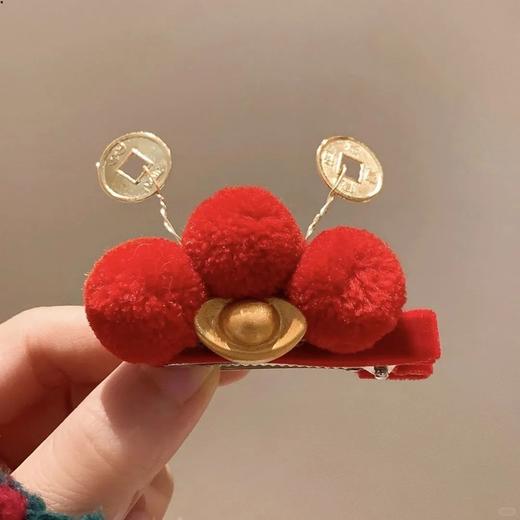 （2只装）招财元宝~新年可爱红色发夹女百搭创意秋冬新年刘海夹头饰 商品图4