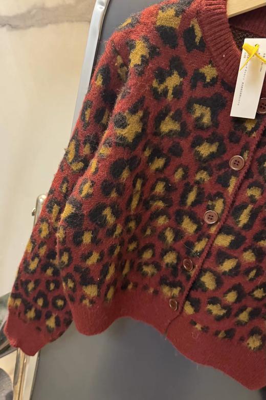 F020132风格复古且野性的豹纹针织开衫毛绒感针织毛衣 商品图7