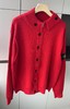 F020121新款徽章立领拉链单排扣针织外套新年红针织开衫 商品缩略图0