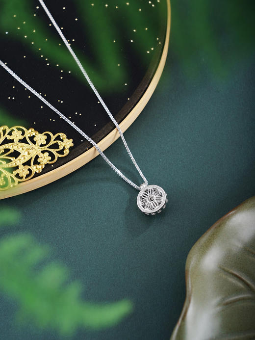 子佩集【芳菲启运】银S925套链【V10199HPSA】项链时尚可转动绿点太阳花2601 商品图5