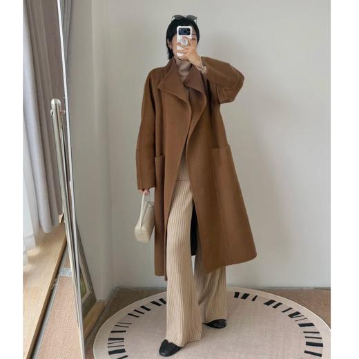 一店k （元厂纱线！天花板丝牦牛绒混纺！）新年战衣！糖炒栗子🌰贵气大女主即视感！时髦又经典！我真的爱惨了这件能扛住各种场合的大衣！董洁同款九寸叠襟丝牦牛绒长款双面呢大衣 商品图1