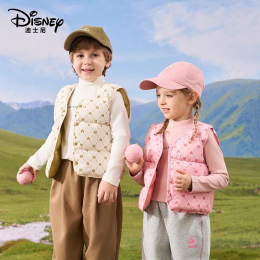 迪士尼儿童马甲男童女童棉背心2024秋冬薄款内搭宝宝外穿保暖坎肩 商品图1