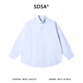 SDSA男装2026新款高贵轻奢新中式复古纯色纽扣立领衬衫百搭简约