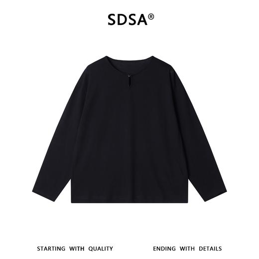 SDSA男装2026新款高贵轻奢韩版休闲纯色圆领长袖T恤百搭简约上衣 商品图0