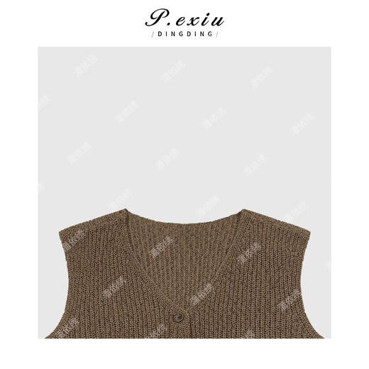 04-1潘依绣丁丁宠粉带子纱极简V领毛织马甲Q12252 商品图2