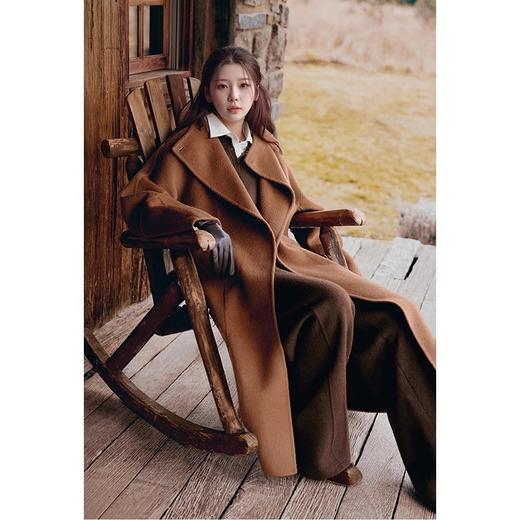 一店k （元厂纱线！天花板丝牦牛绒混纺！）新年战衣！糖炒栗子🌰贵气大女主即视感！时髦又经典！我真的爱惨了这件能扛住各种场合的大衣！董洁同款九寸叠襟丝牦牛绒长款双面呢大衣 商品图2