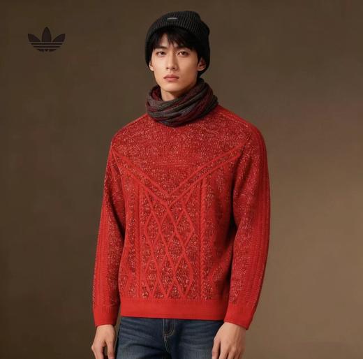 F020139新款新年何与同款针织衫套头撞色提花针织毛衣 商品图1