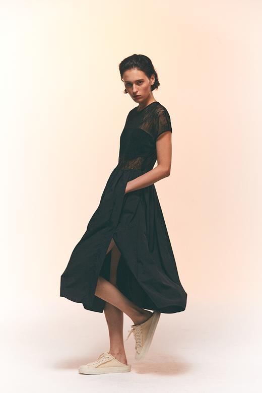 弹力超薄蕾丝拼接连衣裙 商品图4