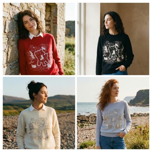 【咕咕同款】KINGDEER/KD休闲时尚百搭女士设计师圆领羊绒衫L805504轻运动/花朵/休闲款鹿王 红色 商品图9