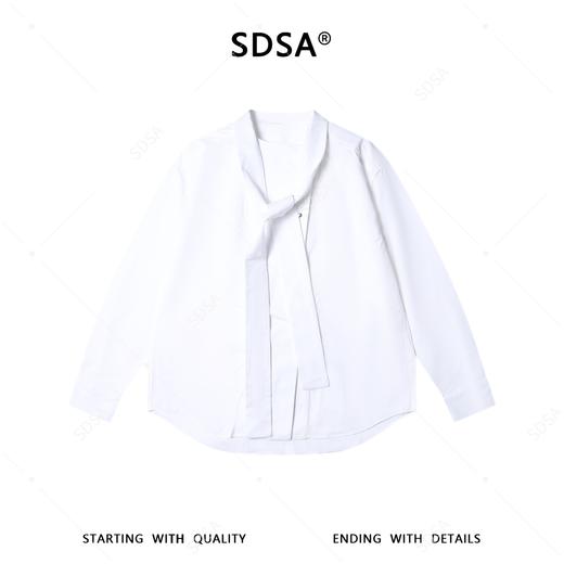 8518SDSA男装2026新款高贵轻奢韩版简约纯色拼接丝带圆领衬衫百搭休闲 商品图1