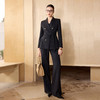 IWY/经典黑色羊毛西装套装女商务职场正装双排扣气质通勤职业装CP2720 商品缩略图1