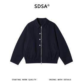 SDSA男装2026新款高贵轻奢韩系简约纯色拉链翻领夹克外套百搭宽松