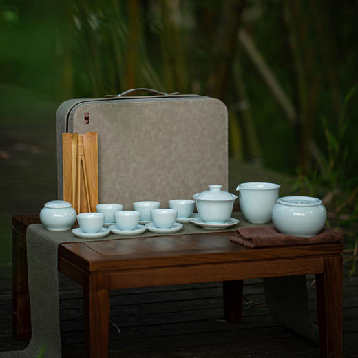 上古茶艺教学组/功夫茶具陶瓷旅行茶具组盖碗组 商品图0