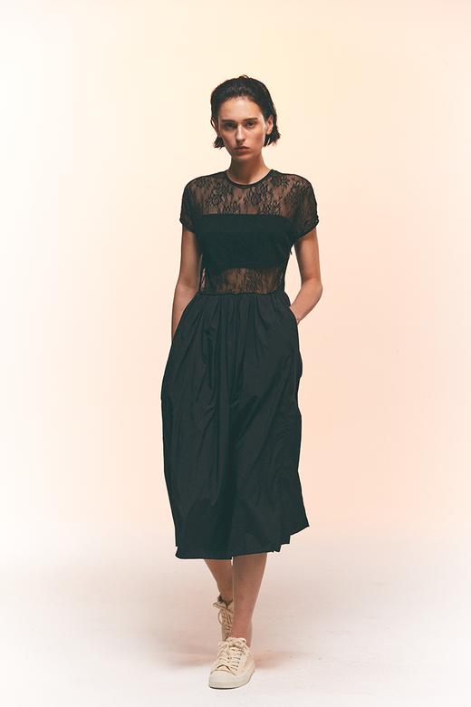 弹力超薄蕾丝拼接连衣裙 商品图2