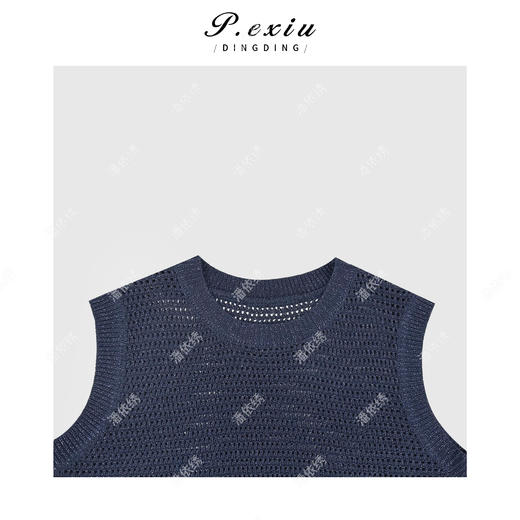 04-1潘依绣丁丁宠粉复古细闪镂空编织马甲背心Q48772 商品图2