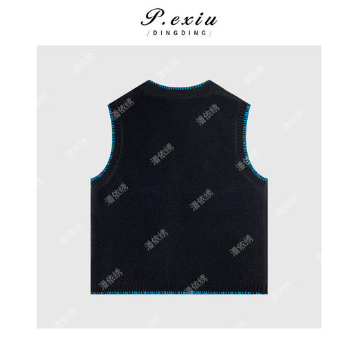 A008潘依绣丁丁宠粉100羊毛 设计感明线撞色缝线马甲 Q12001 商品图1