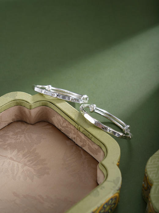 子佩集【茁壮健康】银S9999童镯【TB0240581】儿童竹节健康成长2601 商品图4