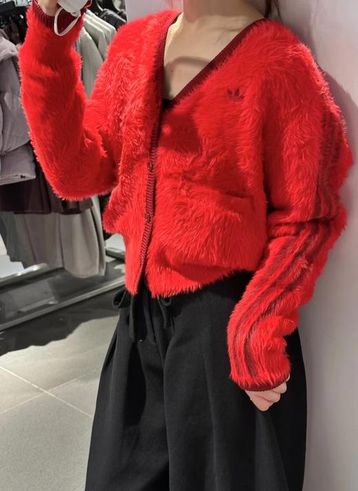 F020135新款仿貂毛时尚慵懒风V领针织毛衣开衫 商品图0