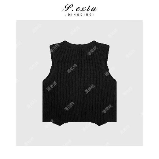 04-1潘依绣丁丁宠粉新款简约V领毛织无袖短款马甲Q3777 商品图1