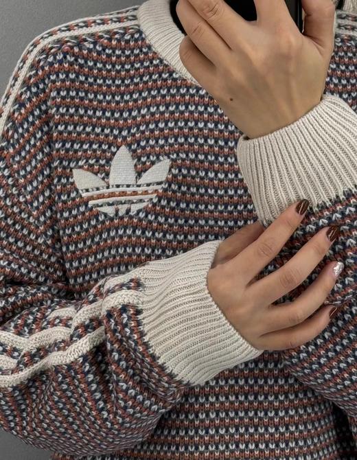 F020137新款三叶草休闲运动彩色圆领套头提花针织毛衣 商品图9