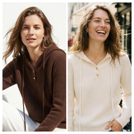 KINGDEER/KD百搭时尚长袖宽松圆领帽衫羊绒衫L805943轻运动/花朵/休闲款鹿王 红色 商品图1