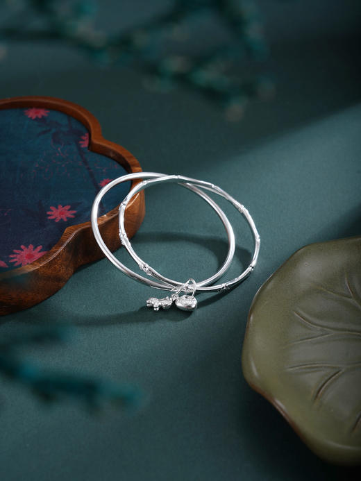 子佩集【福马聚宝】银S9999手镯【TC0522515】福袋小马竹节两个圈2601 商品图5