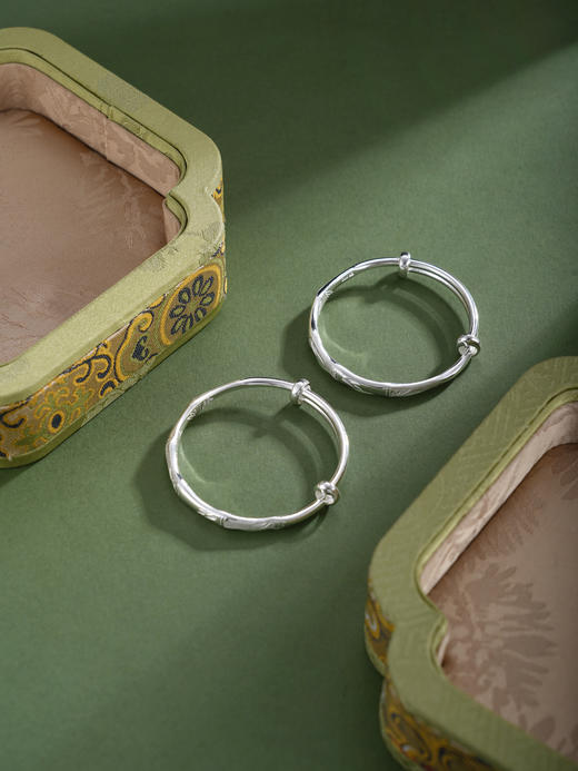 子佩集【茁壮康宁】银S9999童镯【TB0240975】儿童竹节磨砂2601 商品图5