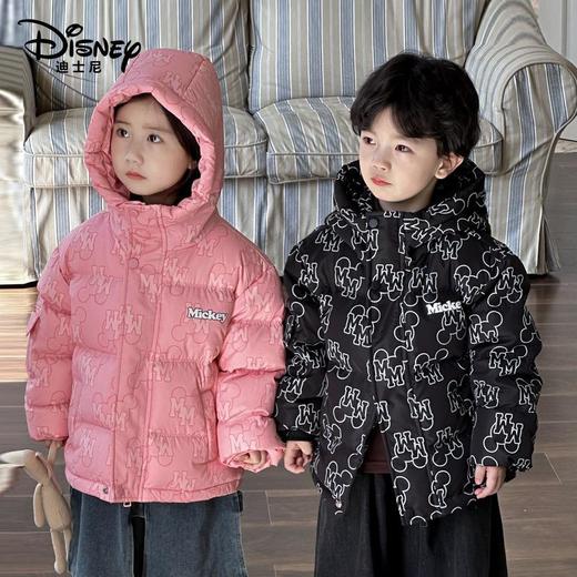 迪士尼儿童90白鸭绒新国标满印羽绒服黑金加厚连帽羽绒服 商品图3