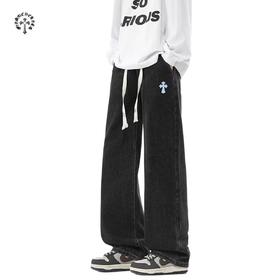 F020118新款四色重工水洗复古工装洗旧牛仔裤