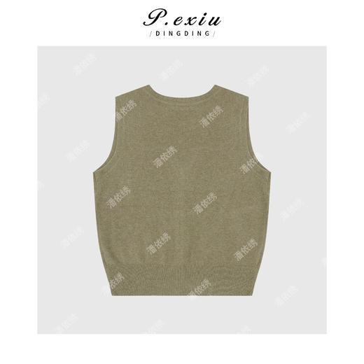 04-1潘依绣丁丁宠粉日系气质款小V领排扣背心马甲 Q34045 商品图1