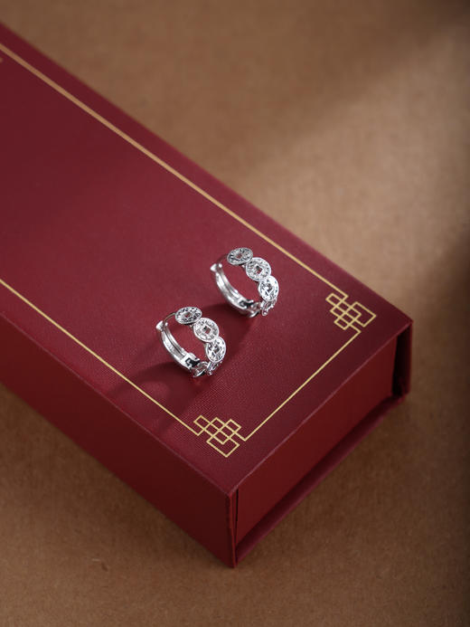 子佩集【五路财源】银S925耳环【FYE-1462100E】时尚五钱币扣环圆圈2601 商品图5