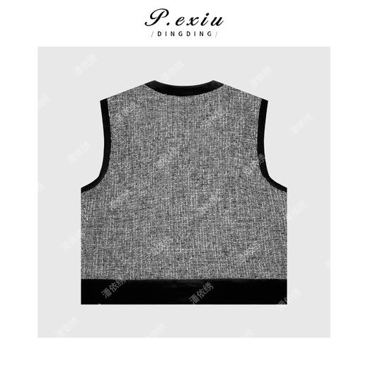 04-2潘依绣丁丁宠粉小香风撞色排扣圆领马甲 Q34101 商品图1