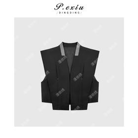 04-3潘依绣丁丁宠粉时尚文艺小V工装马甲 Q3467