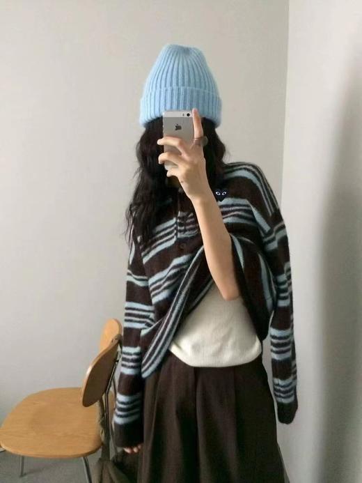 F020122秋冬日常穿搭温柔松弛polo领针织毛衣 商品图7