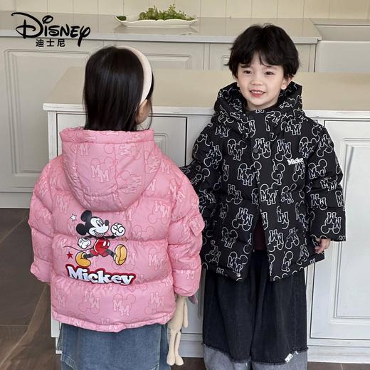 迪士尼儿童90白鸭绒新国标满印羽绒服黑金加厚连帽羽绒服 商品图2