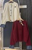 F020123日系松弛感百搭单品撞色格纹袖口针织开衫 商品缩略图0