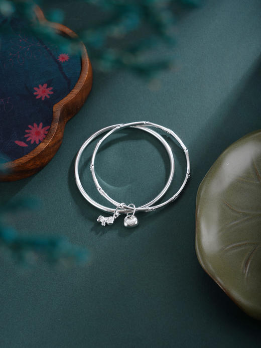 子佩集【福马聚宝】银S9999手镯【TC0522515】福袋小马竹节两个圈2601 商品图3