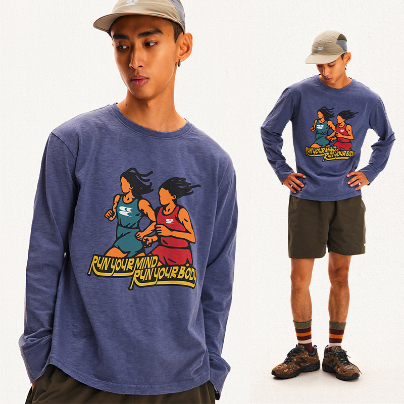 CryingCenter 美式复古跑者印花做旧长袖Tee 哭喊中心