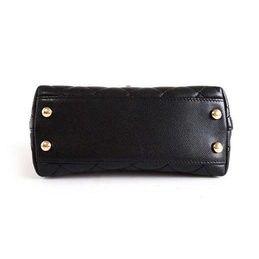 【95新】CHANEL香奈儿AS2215 B05068 94305黑金荔枝红手柄mini coco handle手提单肩包女士280126NJS03 商品图4