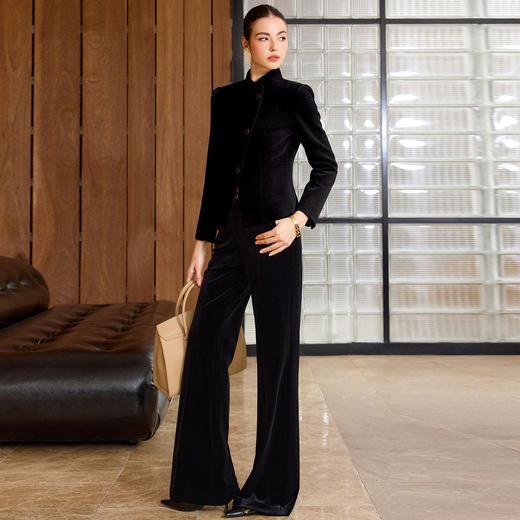 IWY/黑色西装套装女秋冬高级感阔腿裤两件套商务风职业装工作服CP2580 商品图2