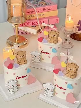 （情人节）四寸动物奶油芒果夹心二，默认芒果夹心【可选夹心一或二，芒果，芋泥，布丁，奥利奥，可备注。】