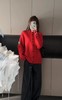 F020121新款徽章立领拉链单排扣针织外套新年红针织开衫 商品缩略图9