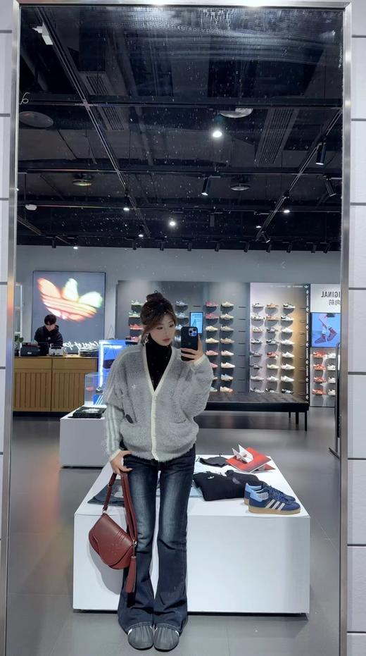 F020135新款仿貂毛时尚慵懒风V领针织毛衣开衫 商品图11