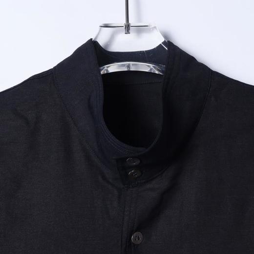 SDSA男装2026新款高贵轻奢新中式复古纯色纽扣立领衬衫百搭简约 商品图1