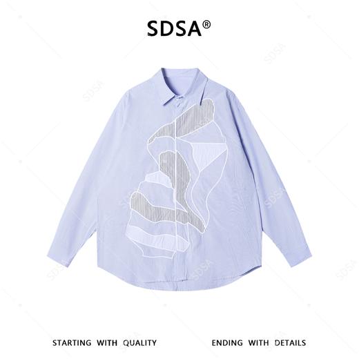 SDSA男装2026新款高贵轻奢小众设计条纹拼接长袖衬衫百搭宽松 商品图0